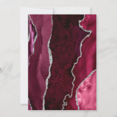 Invitation Mariage de script d'agate d'argent de Bourgogne (Dos)