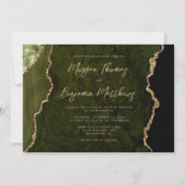 Invitation Mariage de script d'agate d'or vert olive (Devant)