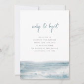 Invitation Mariage de script d'aquarelle côtière à marée bass (Devant)