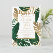 Invitation Mariage de script d'aquarelle de feuille verte d'o (Debout devant)