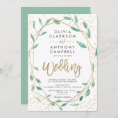 Invitation mariage de script d'aquarelle de verdure à cadre d (Devant / Derrière)