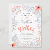 Invitation Mariage de script d'aquarelle florale à cadre arge (Devant)