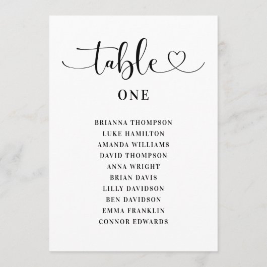 Invitation Mariage de script de Black Heart moderne Numéro de (Dos)