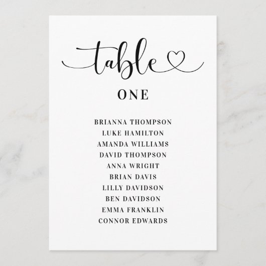 Invitation Mariage de script de Black Heart moderne Numéro de (Devant)