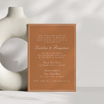 Invitation Mariage de script de bordure classique en terre cu<br><div class="desc">Formal classique traditionnel Script élégant mariage Invitation avec bordure étroite et en ligne RSVP détails en Terracotta avec texte blanc</div>