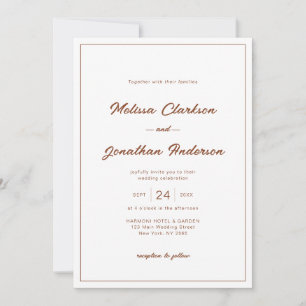 Invitation Mariage de script de bordure minimaliste en terre 
