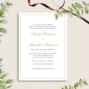 Invitation Mariage de script de bordure noir et or classique