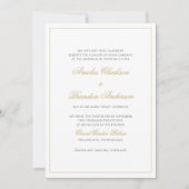 Invitation Mariage de script de bordure noir et or classique (Devant)