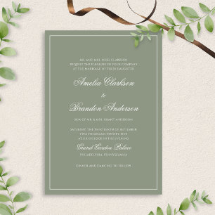 Invitation Mariage de script de bordure verte de la taille fo