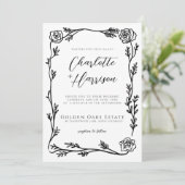 Invitation Mariage de script de cadre de fleurs (Debout devant)