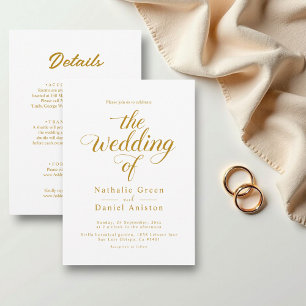 Invitation Mariage De Script De Calligraphie Blanc Et Or Clas