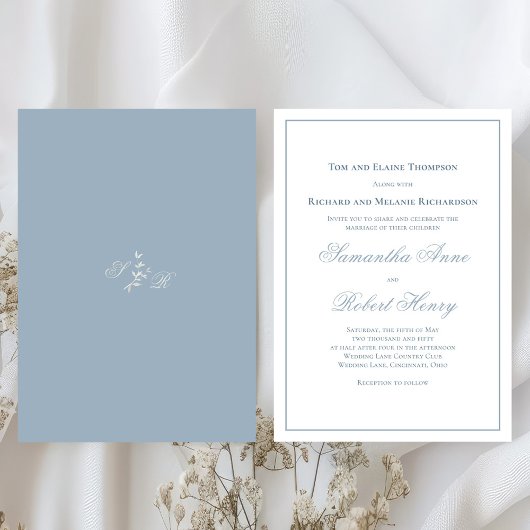 Invitation Mariage de script de calligraphie bleu foncé