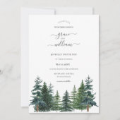 Invitation Mariage de script de calligraphie des arbres fores (Devant)
