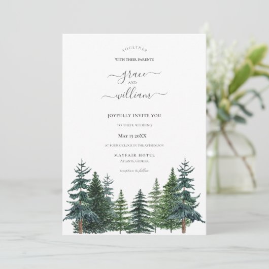 Invitation Mariage de script de calligraphie des arbres fores (Debout devant)