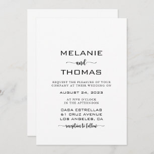 Invitation Mariage de script de calligraphie formelle simple 