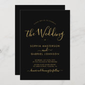 Invitation Mariage de script de calligraphie moderne noir et  (Devant / Derrière)