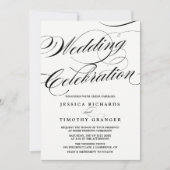 Invitation Mariage de script de calligraphie noir et blanc (Devant)