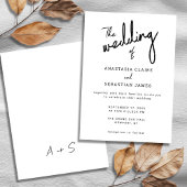 Invitation Mariage de script de calligraphie noir et blanc