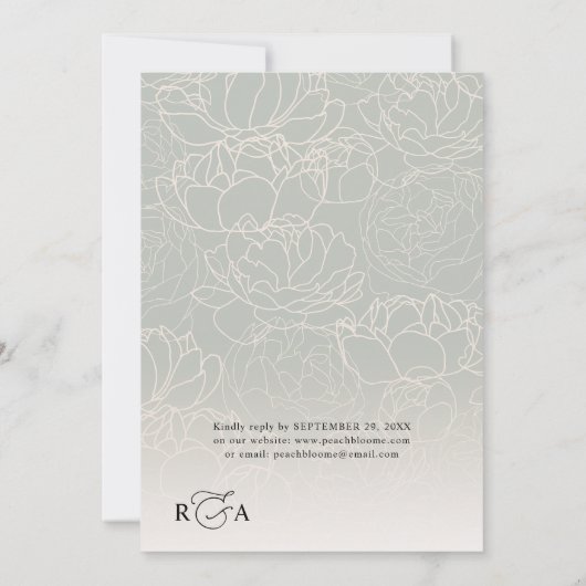 Invitation Mariage de script de calligraphie noir et blanc (Dos)