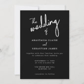 Invitation Mariage de script de calligraphie noir et blanc mo (Devant)