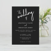 Invitation Mariage de script de calligraphie noir et blanc mo (Debout devant)