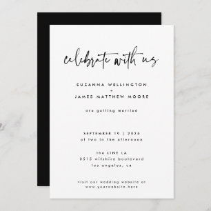 Invitation Mariage de script de calligraphie noir minimal