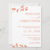 Invitation Mariage de script de calligraphie orange simple (Devant)