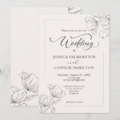 Invitation Mariage de script de calligraphie simple et élégan (Devant / Derrière)