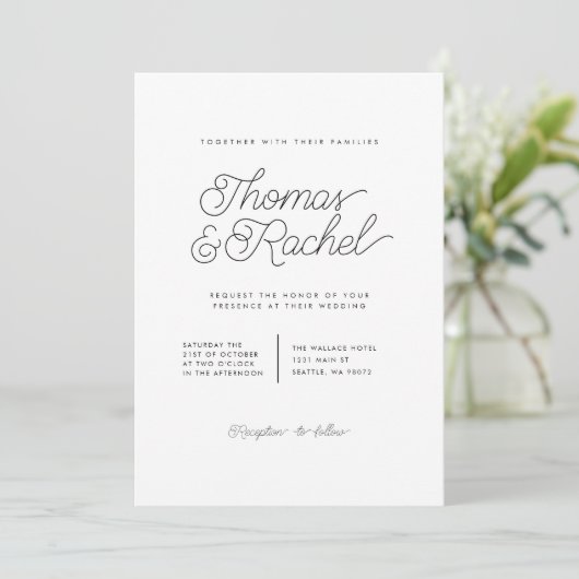 Invitation Mariage de script de calligraphie simple moderne (Debout devant)