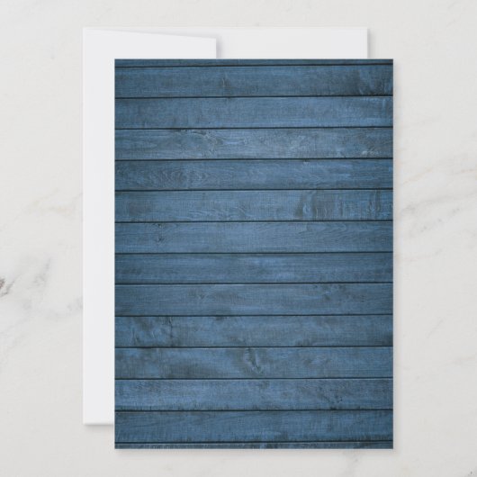 Invitation Mariage de script de chaîne en bois rustique bleu (Dos)