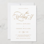 Invitation Mariage de script de charme élégant Gold & White (Devant)