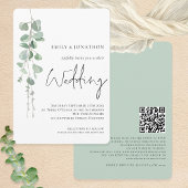 Invitation Mariage de script de code QR Eucalyptus moderne