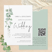Invitation Mariage de script de code QR Eucalyptus moderne