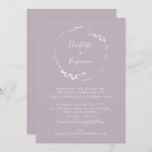 Invitation Mariage de script de couronne florale de Lilac à p (Devant / Derrière)