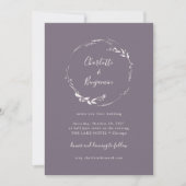 Invitation Mariage de script de couronne florale foncé Dusty  (Devant)