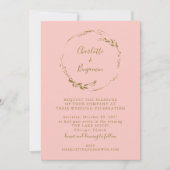 Invitation Mariage de script de courtoisie florale rose et or (Devant)