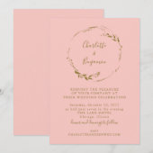 Invitation Mariage de script de courtoisie florale rose et or (Devant / Derrière)