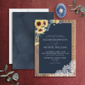Invitation Mariage de script de dentelle bleu de la marine of