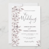 Invitation Mariage de script de feuillage botanique rose Dust (Devant)