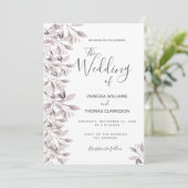 Invitation Mariage de script de feuillage botanique rose Dust (Debout devant)