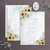 Invitation Mariage de script de fleurs de tournesol bleu fonc