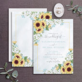 Invitation Mariage de script de fleurs de tournesol bleu rust