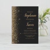 Invitation Mariage de script de la Parties scintillant d'or n (Debout devant)