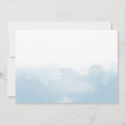 Invitation Mariage de script de lavage de coeur bleu clair (Dos)