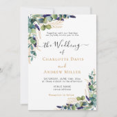 Invitation Mariage de script de lavande verte Eucalyptus (Devant)