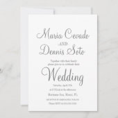 Invitation Mariage de script de lettres gris simple (Devant)