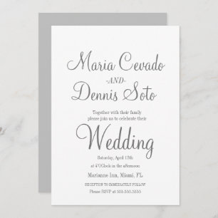 Invitation Mariage de script de lettres gris simple