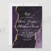Invitation Mariage de script de Mariage d'agate violet et d'o (Devant)