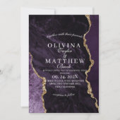 Invitation Mariage de script de Mariage d'agate violet et d'o (Devant)