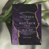 Invitation Mariage de script de Mariage d'agate violet et d'o